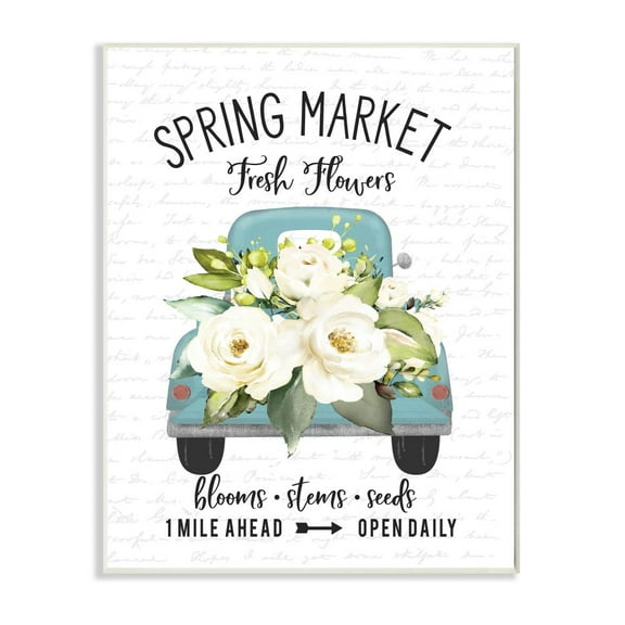 Stupell Industries Spring Market Truck With Countryside Flowers Graphic Art Unframed Art Print Wall Art, 13x19, by Lettered and Lined