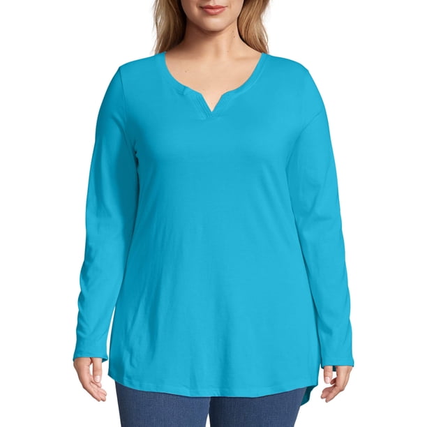 plus size split neck tunic