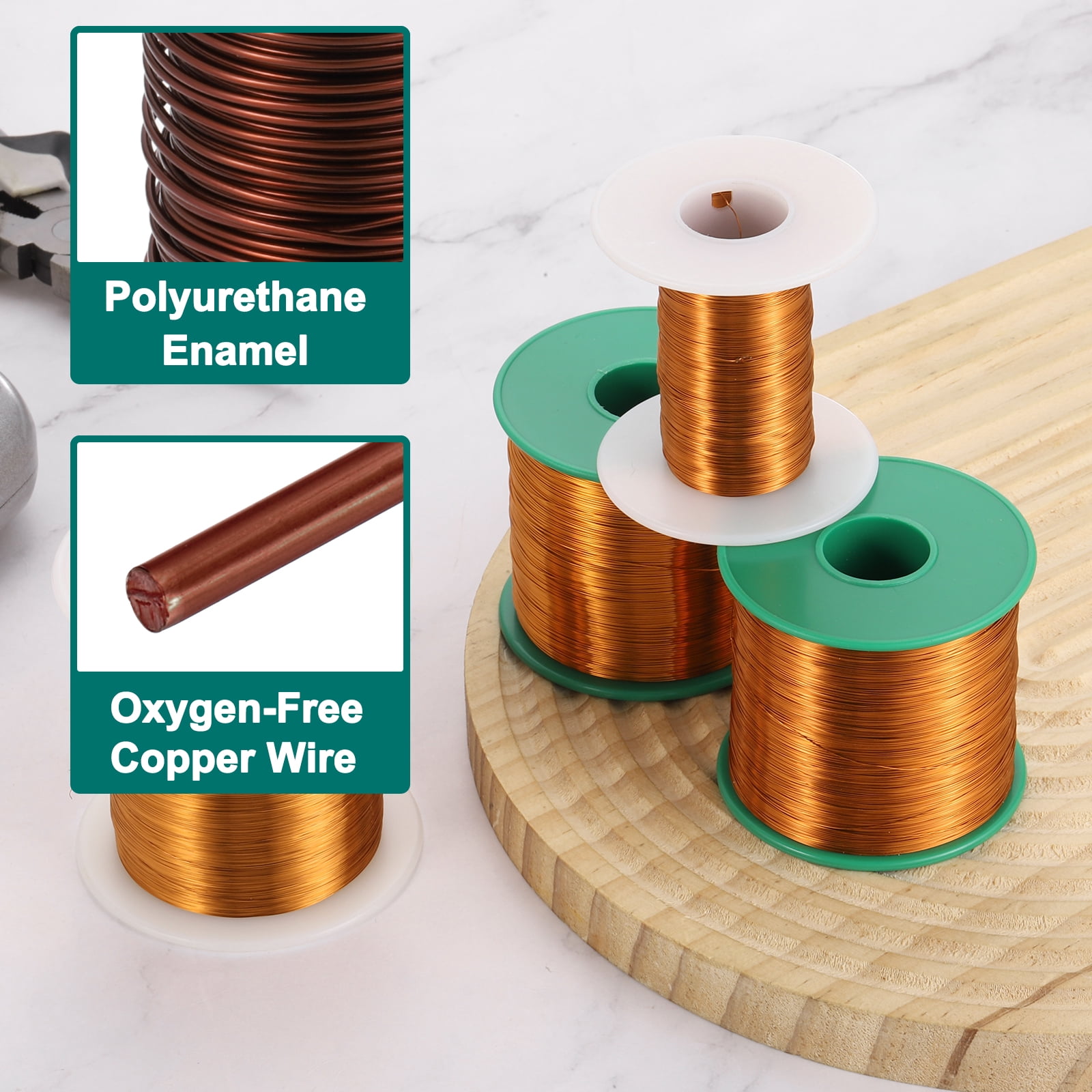 20 AWG Magnet Wire, 20 Gauge Enameled Copper Wire, 1 Lb Magnetic Coil Wire for Transformer, Motor, Electric, 180C(356F)