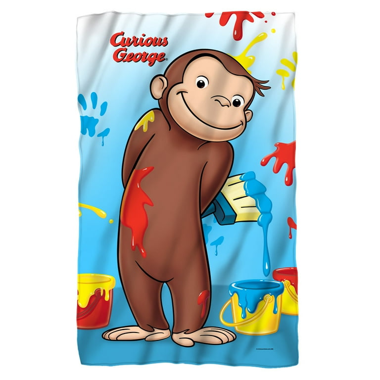 Curious George Paint Fleece Blanket 36x58