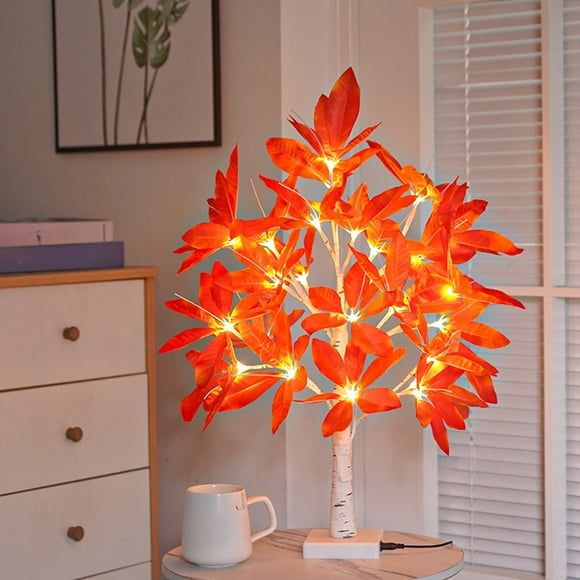 Christmas Tree for Home Decor, 23.6 Inch Tabletop Tree with LED Lights, White Birch Tree with Lights, Fairy Light Tree for Room Inside Fireplace Christmas Decorations, Battery Powered