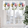 thumbnail image 5 of Red Yellow Blue Tulips Valances for Windows, 42 x 12in, Transparent Floral Botanical Flower Rod Pocket Kitchen Valance Curtain Light Filtering Window Treatments for Living Room Bedroom, 1 Panel, 5 of 7