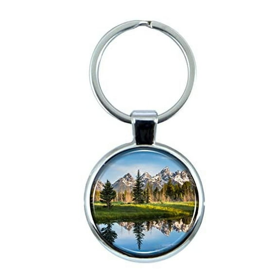 Grand Teton National Park Keychain with Epoxy Dome and Metal Keyring