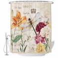 thumbnail image 2 of Dragonfly Flowers Shower Curtains for Bathroom, Farmhouse Spring Floral Vintage Waterproof Fabric Shower Curtain, Decorative Bathroom Curtain for Bathtub, 72"x78" , No Hooks Included, 2 of 9