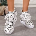 thumbnail image 2 of Wedge Sneakers for Women Hidden High Heeld Dressy Lace up Sneakers High Top Fashion Walking Shoes Lace Casual Platform Sneakers White Size 8.5, 2 of 7