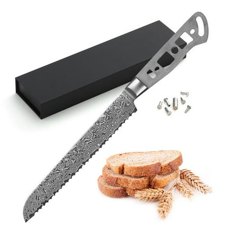 

8 in. Japanese Premium AUS 10 67 Layers Damascus Steel Bread Knife Blank No Logo Woodworking Project Kit