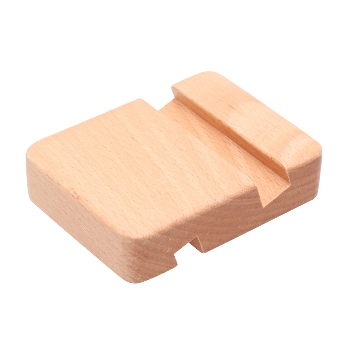 PTOOTP Khaki Wooden Phone Stand Universal Desktop Holder for Smartphones and Tablets Compatible with Most Devices