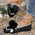 thumbnail image 6 of Black Women'S Slip-On Flats With Playful Pom Pom Detail, Breathable Mesh Material, Comfortable For Long Wear In Warm Seasons, 6 of 9