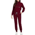 thumbnail image 2 of Woman Scrubs Uniform Set,Scrub for Women Set-Long Sleeve Scrub Top with Zipper & Jogger Pants Medical Uniform Suit - Wine - L, 2 of 4