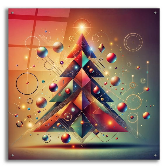 Epic Art 'Christmas Tree Abstract' by Rey Klimt Acrylic Glass Wall Art, 36" x 36"