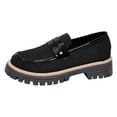 thumbnail image 2 of Suede Loafers for Women Platform Chunky Penny Loafers Lug Sole Comfortable Slip On Work Office Business Casual Dress Shoes Black Size 9, 2 of 6