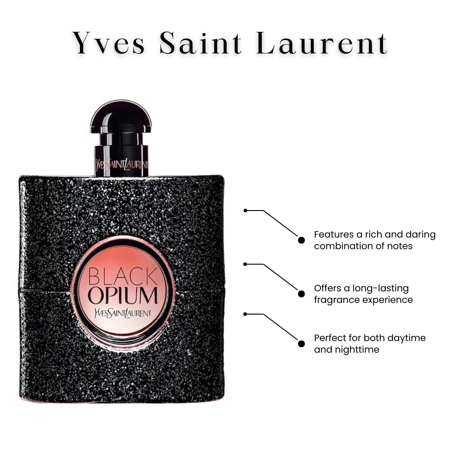 Black Opium by Yves Saint Laurent 3oz 90ML Eau De Parfum Brand New Sealed  In Box 761193198232