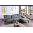 thumbnail image 5 of Modern Blue Grey Linen-Like Polyfiber Tufted Convertible Sofa Bed - 71" Living Room Couch with Solid Wood Legs, 5 of 14