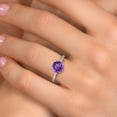 thumbnail image 4 of Gem Stone King 10K White Gold Purple Amethyst and Lab Grown Diamond Engagement Ring for Women | 2.30 Cttw | Round 9MM | Gemstone February Birthstone | Available in Size 5,6,7,8,9, 4 of 6