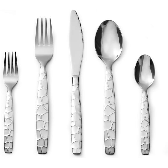 Mosaic 20-Piece Stainless Steel Flatware Silverware Cutlery Set, Include Knife/Fork/Spoon, Mirror Polished, Dishwasher Safe, Service for 4