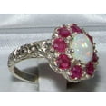 thumbnail image 3 of LBG British Made 18k White Gold Ring with Natural Opal & Ruby Womens Statement Ring - 33 size options - Size 7.25, 3 of 6