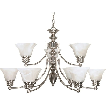 

Chandeliers 9 Light With Brushed Nickel Finish Metal Medium Base 32 inch 540 Watts