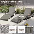 thumbnail image 3 of K&K 80'' Outdoor Wicker Chaise Lounge Chairs Set of 2, Patio Rattan Reclining Chair Pull-out Side Table 5 Adjustable Backrest Ergonomic Wave Design Pool Sunbathing Recliners, Grey, 3 of 10