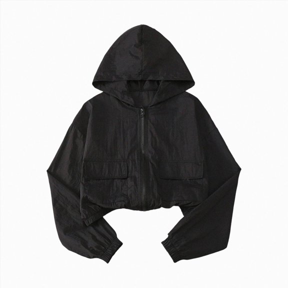 zuwimk Girls Athletic Zip-Up Jacket Long Sleeve Lightweight Riding Jacket with Pockets(8-9 Years,Black)
