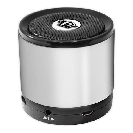 Pyle BT Mini Speaker with Hands-Free Call Answering and Music Streaming, AUX-In, 8 Hour Playback - Silver