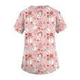 thumbnail image 4 of Garbnen Women Scrub Tops Christmas Workwear Scrubs Women Short Sleeve V Neck Snowman Print Nurse Working Uniforms with Pockets, 4 of 6