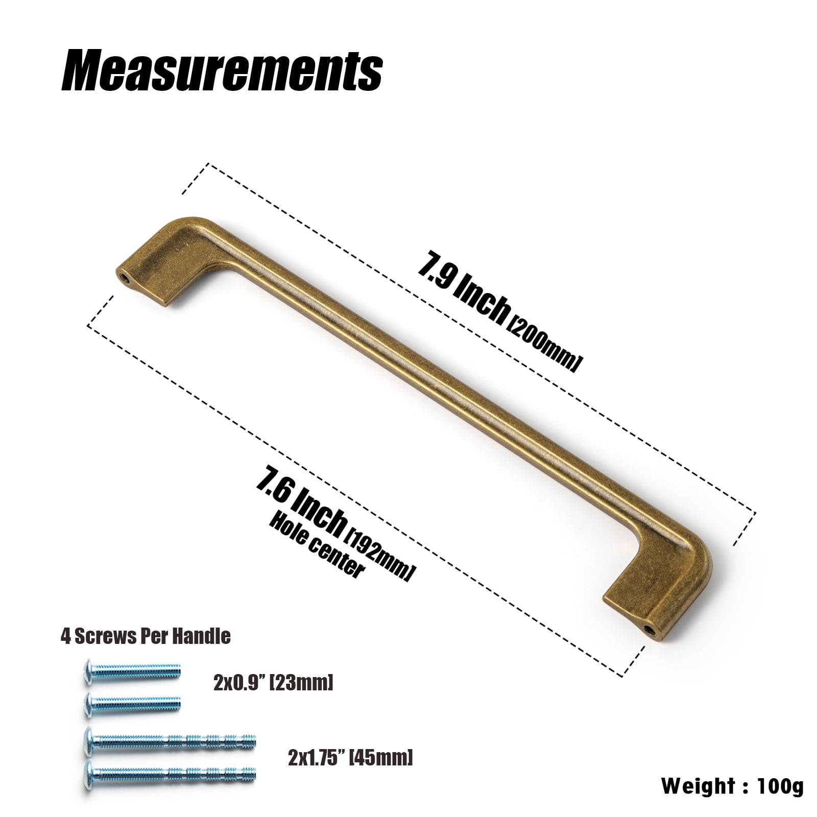 Goo-Ki 12 Pack Antique Brass Cabinet Handles of 7.6''(192mm) Hole Center, Zinc Alloy Cabinet Pulls for Drawer,Dresser,Cupboard (2057) Wardrobe,