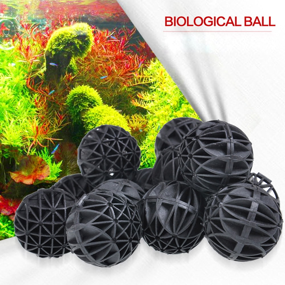 Houkiper 100pcs 16mm nero Bio palle filtro colino Media filtrazione palla per acquario Fish Tank Pond 