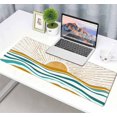 thumbnail image 2 of Large Gaming Mouse Pad, Keyboard Mouse Mat,Non-Slip Rubber Base Mousepad with Stitched Edges, Waterproof Keyboard Mouse Mat Desk Pad for Work, Laptop, 31.5 X 11.8 Inch, Gold Sun and Teal Ocean Waves, 2 of 5