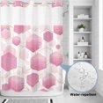 thumbnail image 4 of No Hook Shower Curtain with Built-in Rings - Pink White Gold Geometric Washable Waterproof Fabric Bathroom Curtains for Hotel,Rentals, Stall 48 X 72 Inch , Modern Abstract Hexagon Pattern, 4 of 8