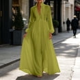 thumbnail image 4 of Gytharion Women's Stand Collar Maxi Dresses Long Sleeve Pleated Button Down Dresses Solid Color Loose Dresses, 4 of 4