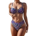 thumbnail image 1 of MKLEKYY Trajes De Baños Women Fashion Sexy Suspenders Swimsuit Two Piece Printed Metal U Bikini Swimsuit, 1 of 6