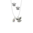 thumbnail image 2 of Delight Jewelry Silvertone Multicolored Flip Flop Silver tone Guardian Angel Charm Necklace and Stud Earrings, 2 of 4