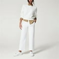 thumbnail image 3 of Rovga Women Pants Stretch Twill Cropped Wide Leg Pant High Waist Casual Trousers Wide Leg Long Pants Classic Outwear, 3 of 8