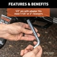 thumbnail image 4 of CURT 21502 Trailer Hitch Pin & Clip, 1/2-Inch Diameter with 5/8-Inch Adapter, Fits 1-1/4 or 2-Inch Receiver, 4 of 5