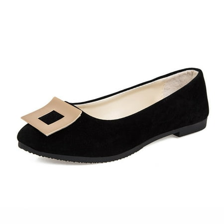 

2023 fashion new suede flat spring and summer casual women s shoes Korean version shallow square buckle single shoes women s large size