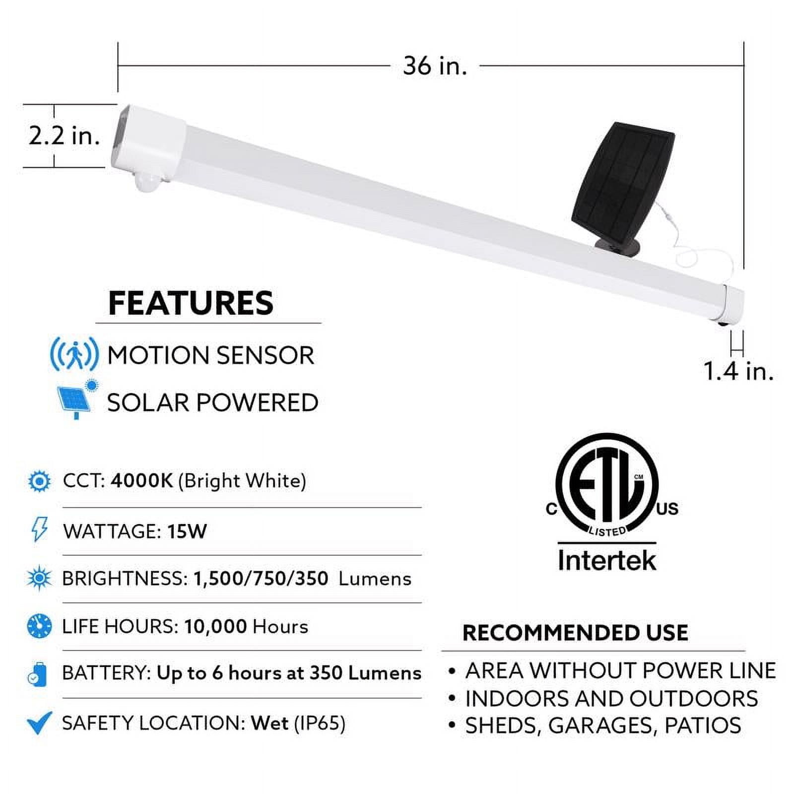 Feit 3014056 36 in. 1-Light lights 15W LED Shop Light with Motion Sensor, White