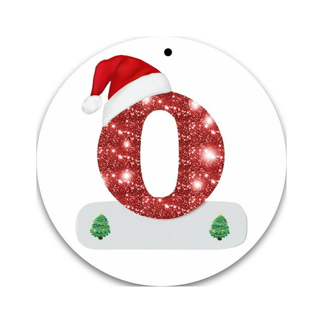 Penmahua Christmas Alphabet Decorations Letter O Acrylic Material Personalized Hanging Ornament For Tree Diy Decor 3.1 Inches Diameter Circular Listing Christmas Letter O O