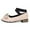 White, variant on Elegant Summer Casual Pointed Toe Low Heel Flat Shoes with Rhinestone Strap and Bow Tie Detail for Women