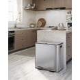 thumbnail image 2 of Dual Trash Can, 60 Liter (2x30L)/80 Liter (2x40L) Stainless Steel Step Trash Can, Rectangular Garbage Bin with Inner Buckets, Suit for Kitchen Office Home Use, 2 of 9