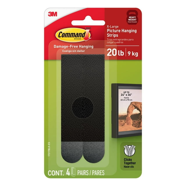 Command Picture Hanging Strips , 17217BLK-EF