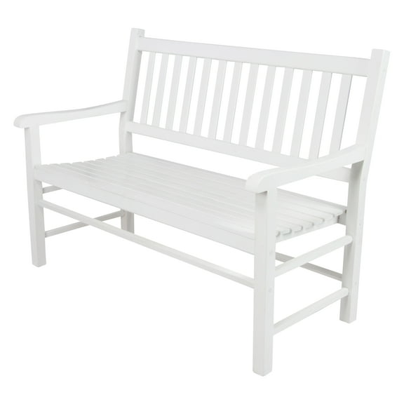 Shine Company Traditional Hardwood Patio Porch Garden Bench in White