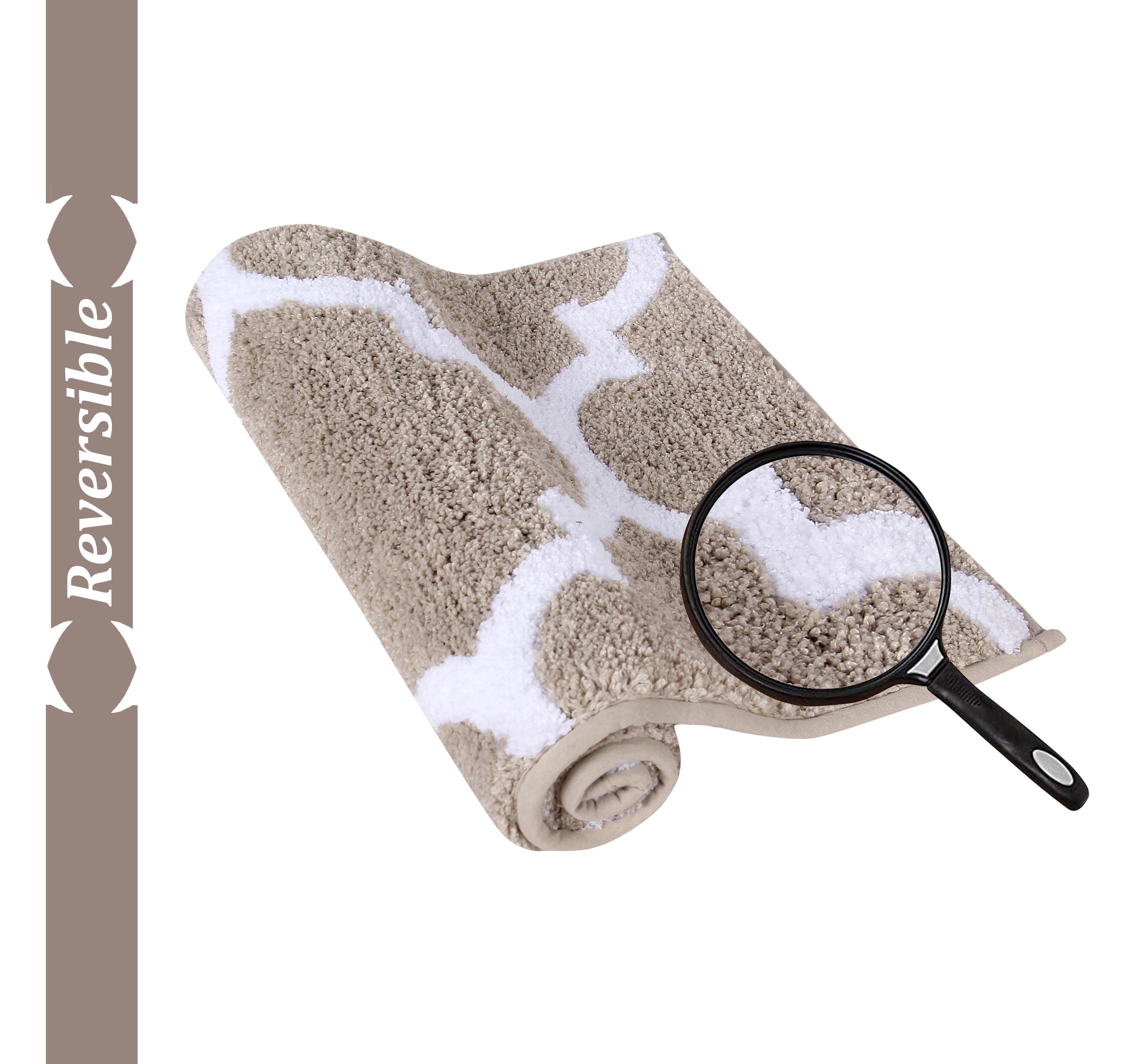 Better Trends 17" x 24" Bathroom Rugs 100% Polyester Soft Water Absorbent Non Slip Bath Mat Machine Washable Rug Marrakesh Collection - Beige