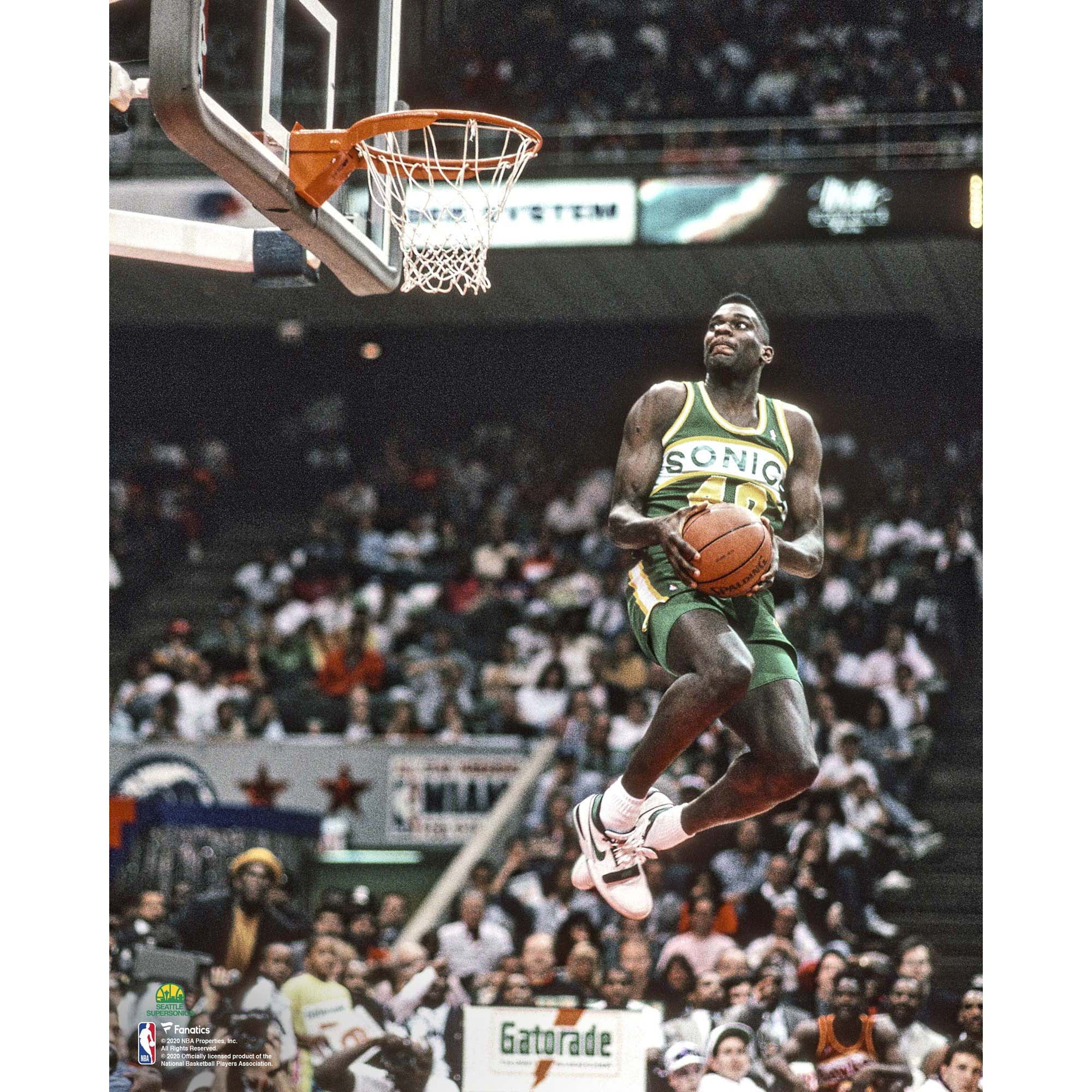 Shawn Kemp Seattle Supersonics Unsigned NBAAllStar 1990 Slam Dunk