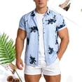 thumbnail image 2 of IWRICH Men's Hawaiian Shirts Short Sleeve Summer Floral Button down Shirt Relaxed Fit Retro Casual Beach Tops 13-Blue XL, 2 of 9
