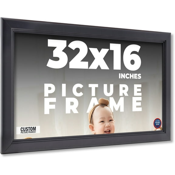 32x16 Frame Black Passaggi Solid Wood Picture Frame Width 1.5 Inches | Interior Depth 0.5 Inches |
