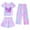 Light Purple, variant on Hienoo Kids Girls 3-Piece Pajamas Butterfly Tie Dyed Cotton Sleepwear Outfits, Sizes 1-12