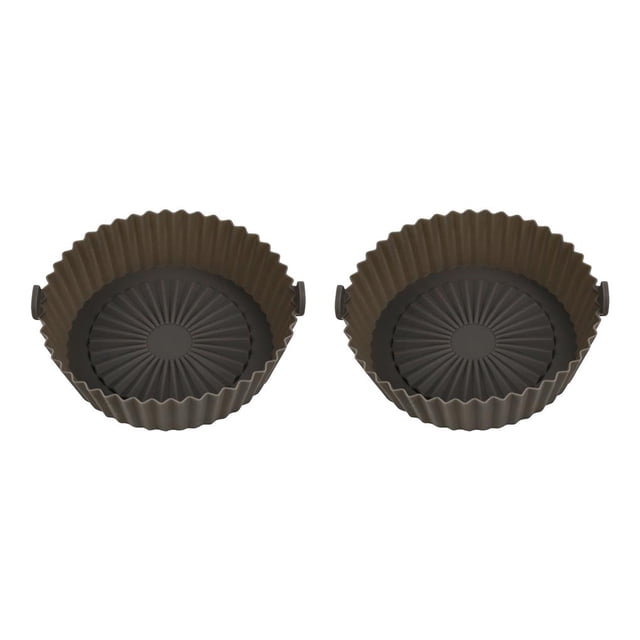 Toystoory Freidora de aire resistente al calor, olla de silicona con asa, revestimiento antiadherente, bandeja para microondas, cestas, accesorios, piezas gris 2piezas Toystoory CBP090108