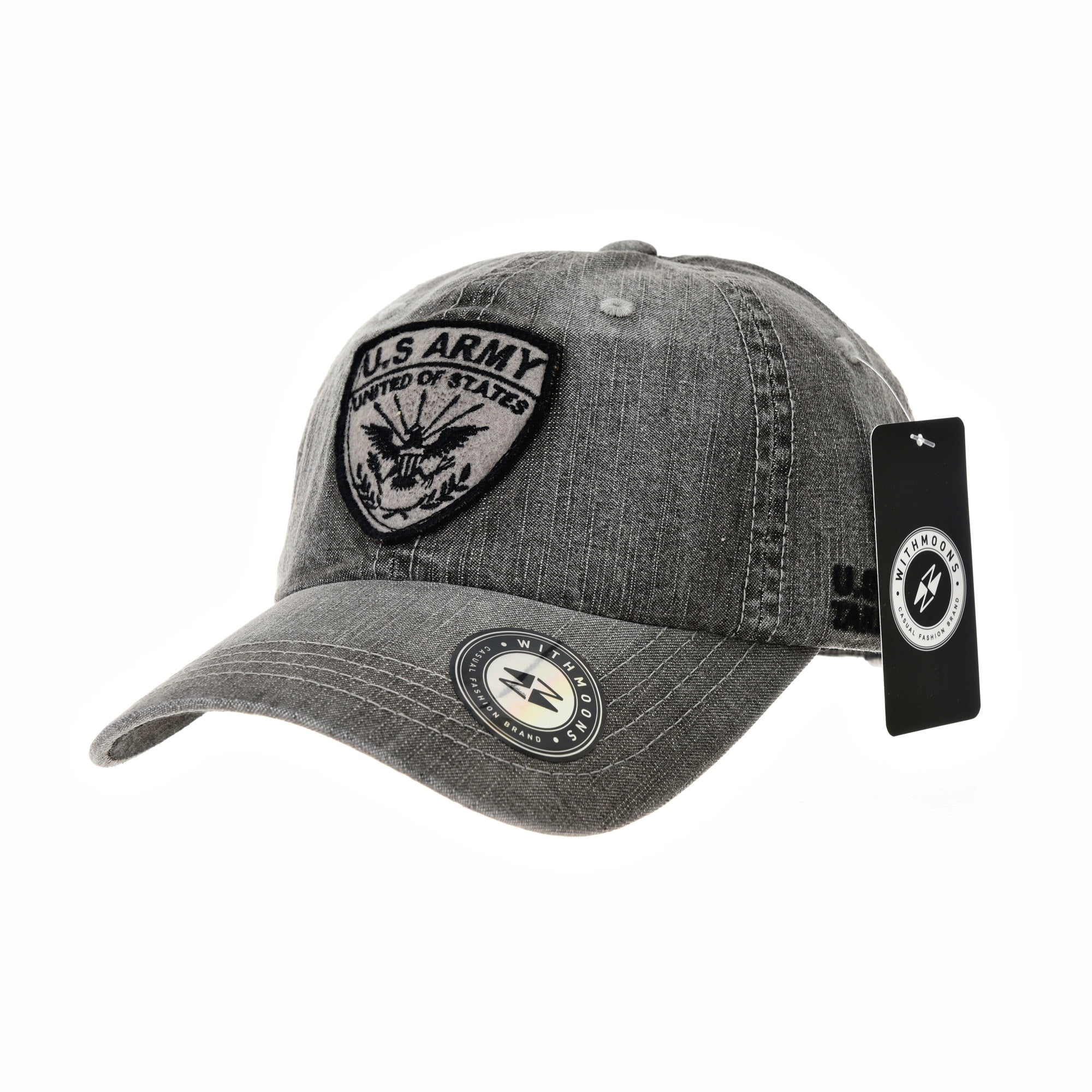 Withmoons Withmoons Denim Baseball Cap Us Army Patch Simple Plain