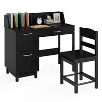 Gymax Kids Study Desk & Chair Set w/Chair 2 Storage Cabinets Drawer 4 Book Sorters