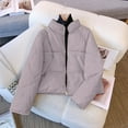 thumbnail image 6 of Hueook Bomber Jacket Women Jacket for Women Women's Jacket Short Standing Collar Shoulder Sleeve Down Padded Jacket Women's Padded Jacket Long Sleeve Padded Jacket Purple L, 6 of 8